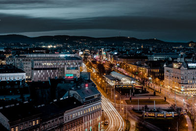 Illuminated city at night
