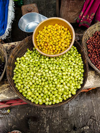 High angle view of vegetables for sale in market