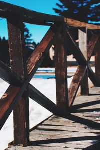 Close-up of rusty metal fence