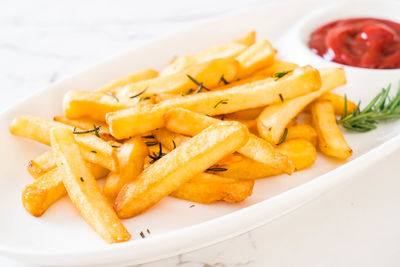 Close-up of food served in plate