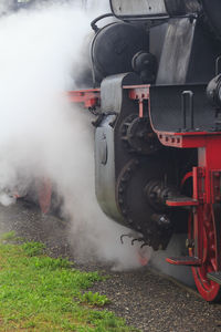 Close-up of train on railroad track