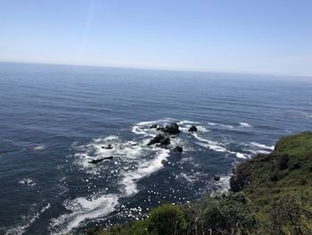 Scenic view of sea against clear sky