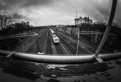 Railroad tracks against sky