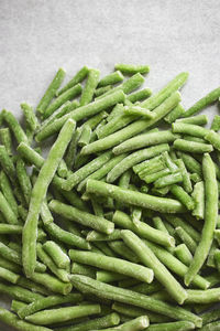 Heap of frozen green beans