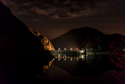 Scenic view of lake against sky at night