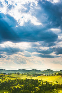 Scenic view of field against cloudy sky