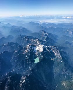 Aerial view of mountains and sea
