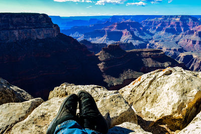 Low angle view of rocky mountains