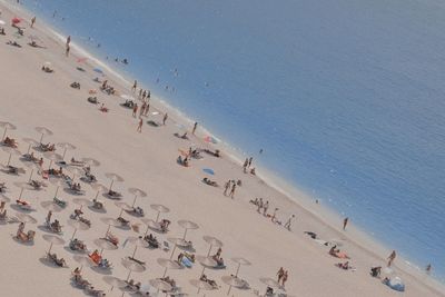 High angle view of people at beach