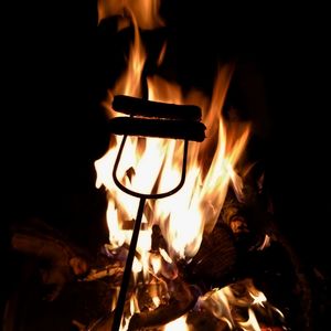 Close-up of bonfire at night