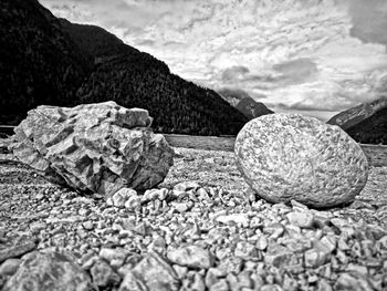 Surface level of stones on rocky shore