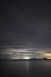 Scenic view of sea against sky at night