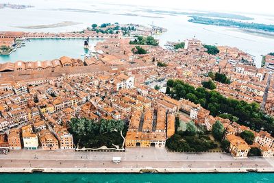 High angle view of city