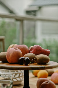 Close-up of apples on table