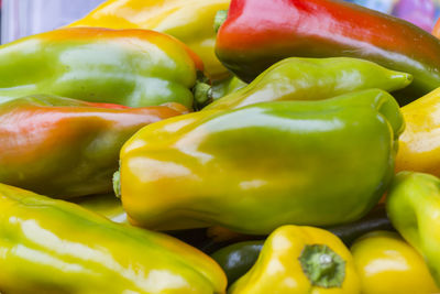 Full frame shot of yellow bell peppers at market