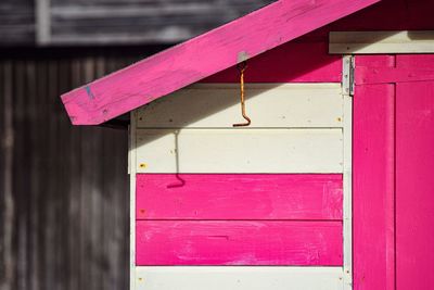 Close-up of multi colored wooden building