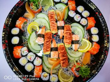 Variety of food served in plate