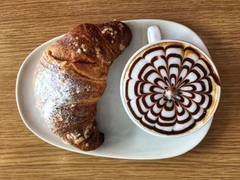 High angle view of coffee on table