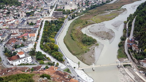 Berat is a city on the osum river in central albania. it is famous for the white ottoman houses 