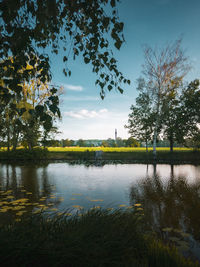 Scenic view of lake against sky