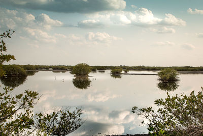 Scenic view of lake against sky