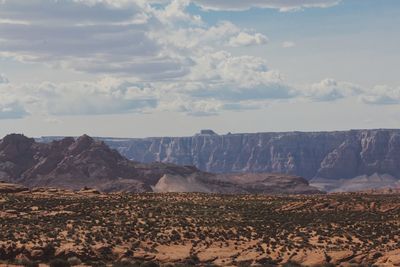 Scenic view of landscape against cloudy sky
