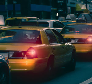 Vehicles on road at night