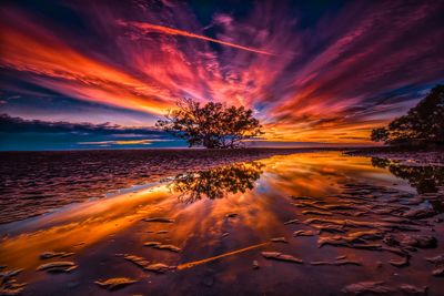 Scenic view of sea against sky during sunset