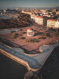 High angle view of buildings in city