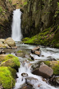 Water falling from rocks