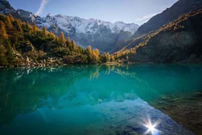 Scenic view of lake against mountains