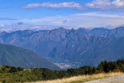 Scenic view of mountains against sky