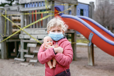 Portrait of cute girl in playground