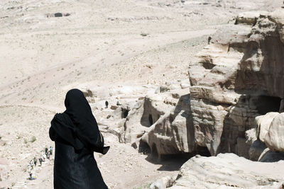 Rear view of woman in jordan