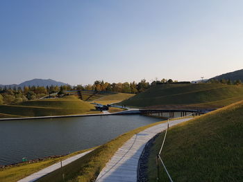 Scenic view of landscape against clear sky