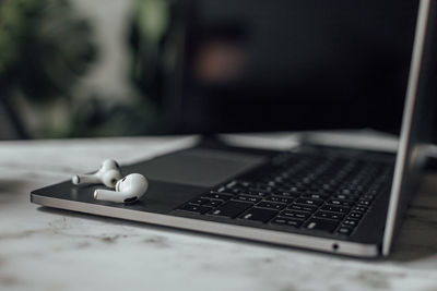 Close-up of laptop on table