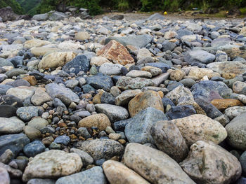 Close-up of pebbles on beach