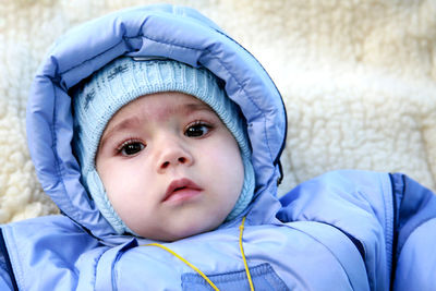 High angle portrait of boy at home