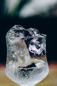 Close-up of ice cream on table