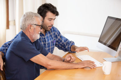 Man working on table