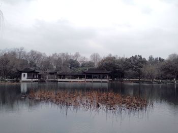 Scenic view of lake against sky