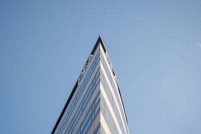 Low angle view of modern building against clear sky