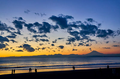 Scenic view of sea against sky at sunset