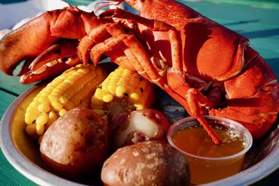 Close-up of seafood in plate