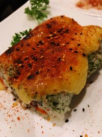 Close-up of bread in plate