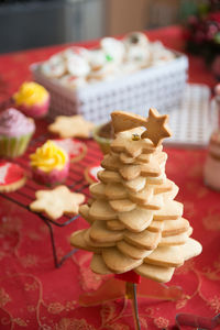 Table set in a home with typical christmas sweets