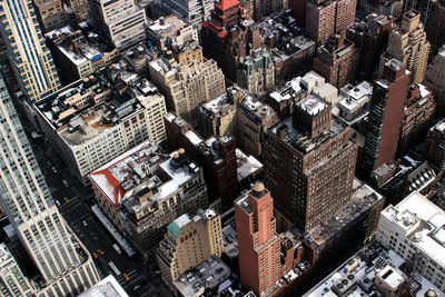 High angle view of buildings in city