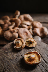 Close-up of mushrooms on table