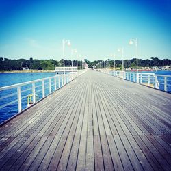 Scenic view of calm sea against clear blue sky