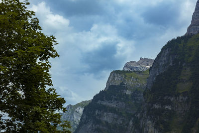 Low angle view of mountains against sky